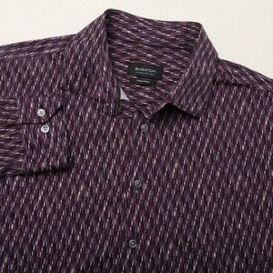 Bugatchi Shirt Mens XL Plum OoohCotton Tech 8 Way Stretch Dress Casual Top